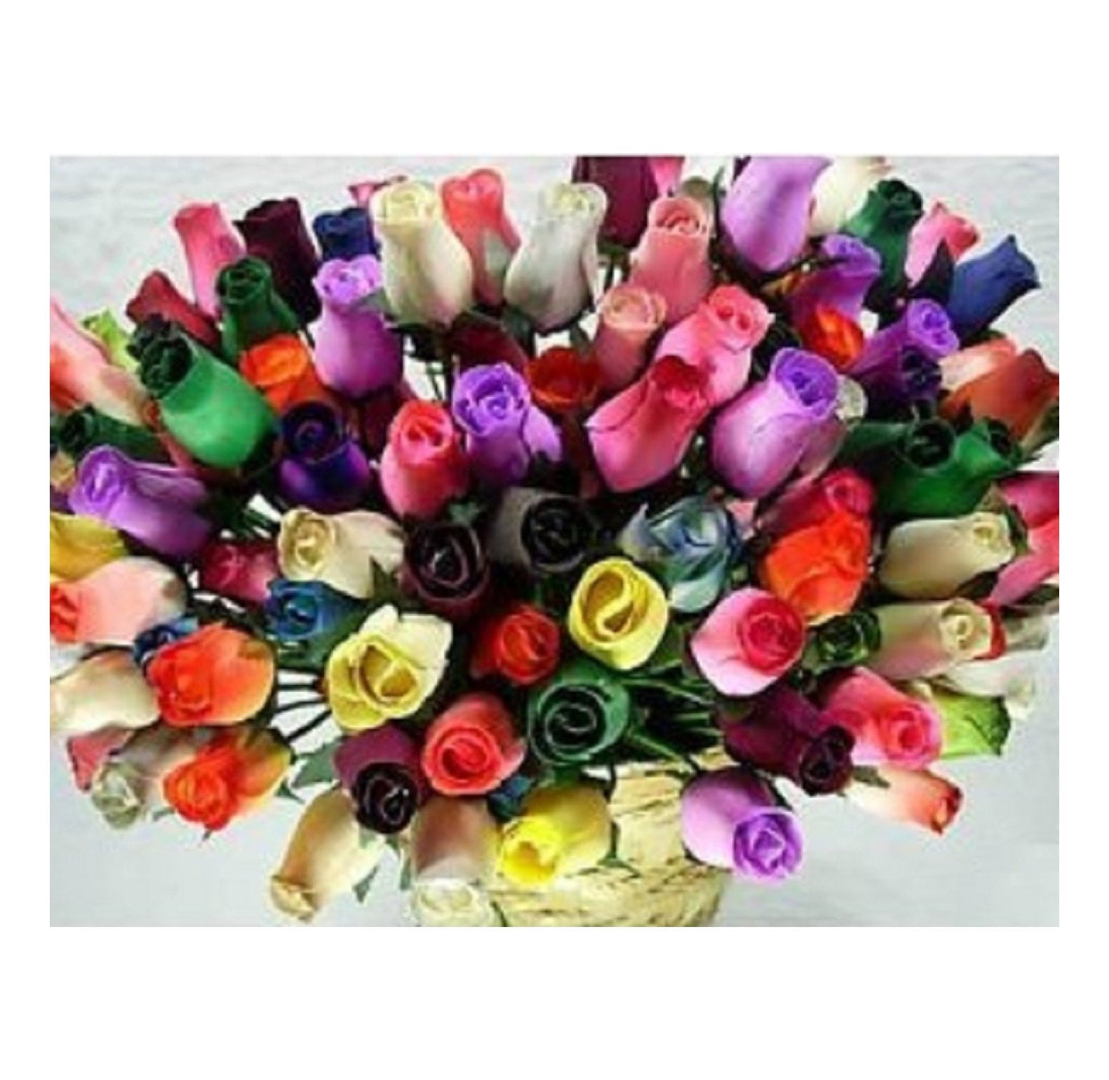 24 Small Bud Wooden Roses Bouquet- Assorted Colors - Walmart.com