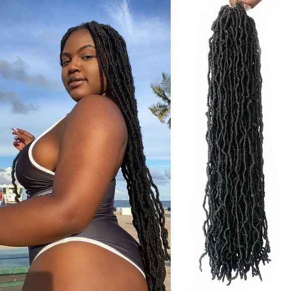 24" Soft Locs Crochet Hair - 7 Packs Pre-looped Faux Locs, Lightweight Synthetic Goddess Braids for Black Women (1B)