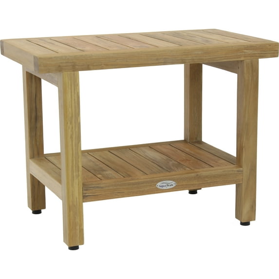 24" Spa™ Natural Teak Shower Bench with Shelf