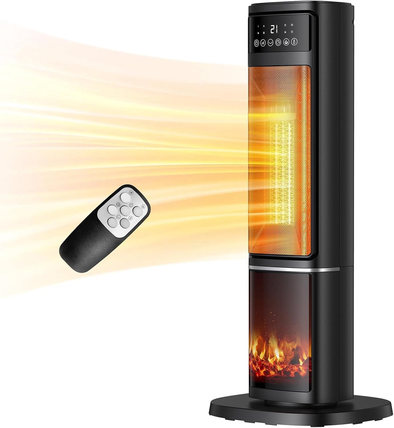 24" Space Heater Large Room, 1500W Ceramic Tower Heater with Remote