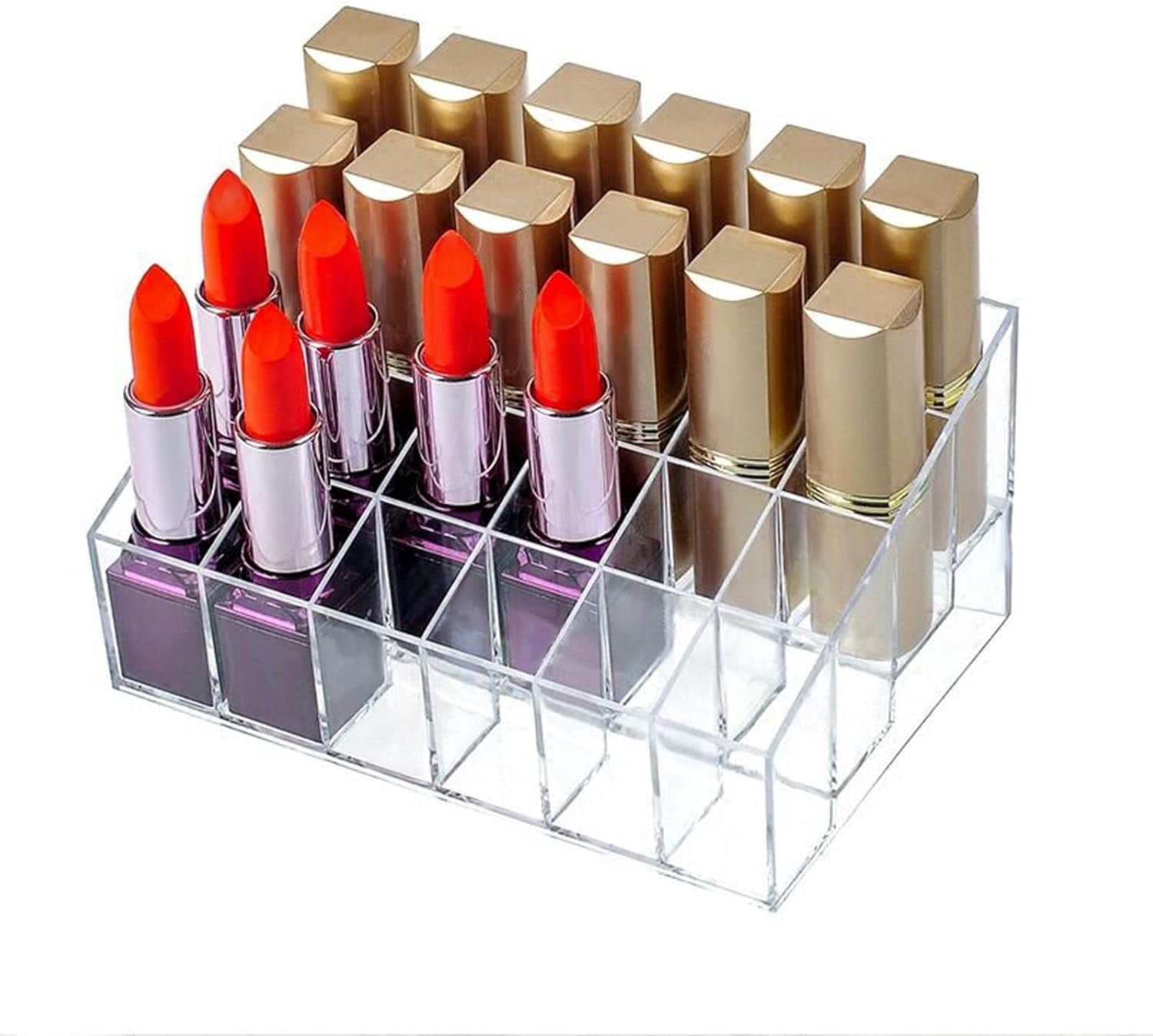 24 Spaces Lipstick Holder, Clear Lipgloss Lipstick Organizer and Case ...