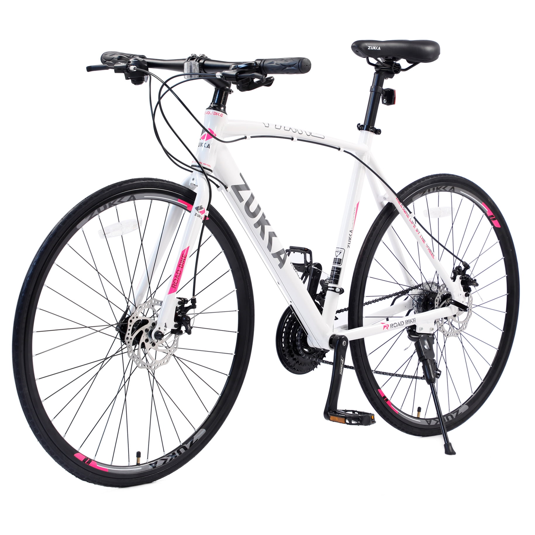 24 Speed Road Bike 700C Tires Hybrid bike Disc Brake Racing Bike Sport Bicycle Road Bike for Adult Men Women Junior Senior Frame White
