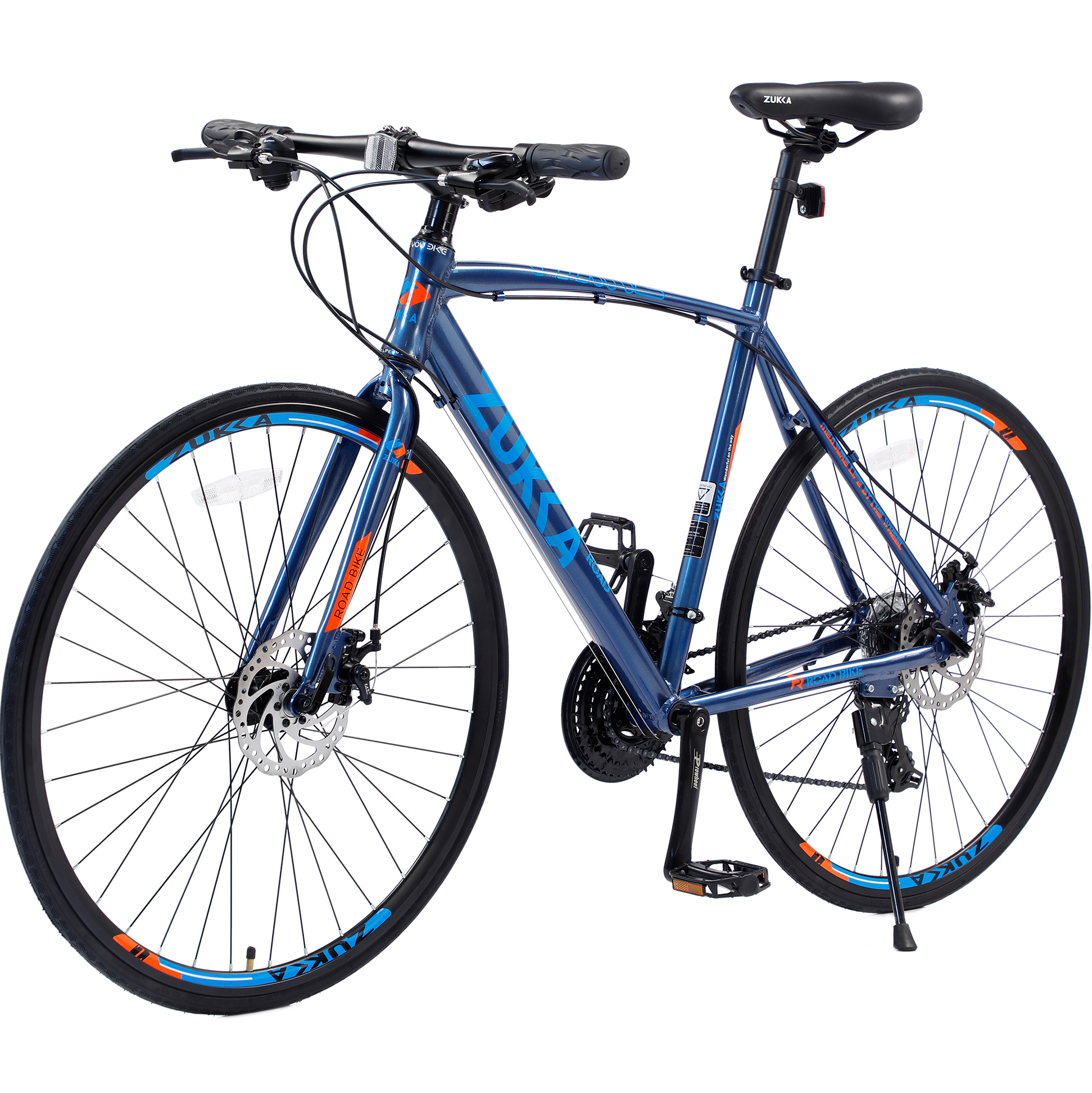 24 Speed Road Bike for Men Women, 700C Aluminum Flat Bar Road Bike with Disc Brakes, Blue - image 1 of 6