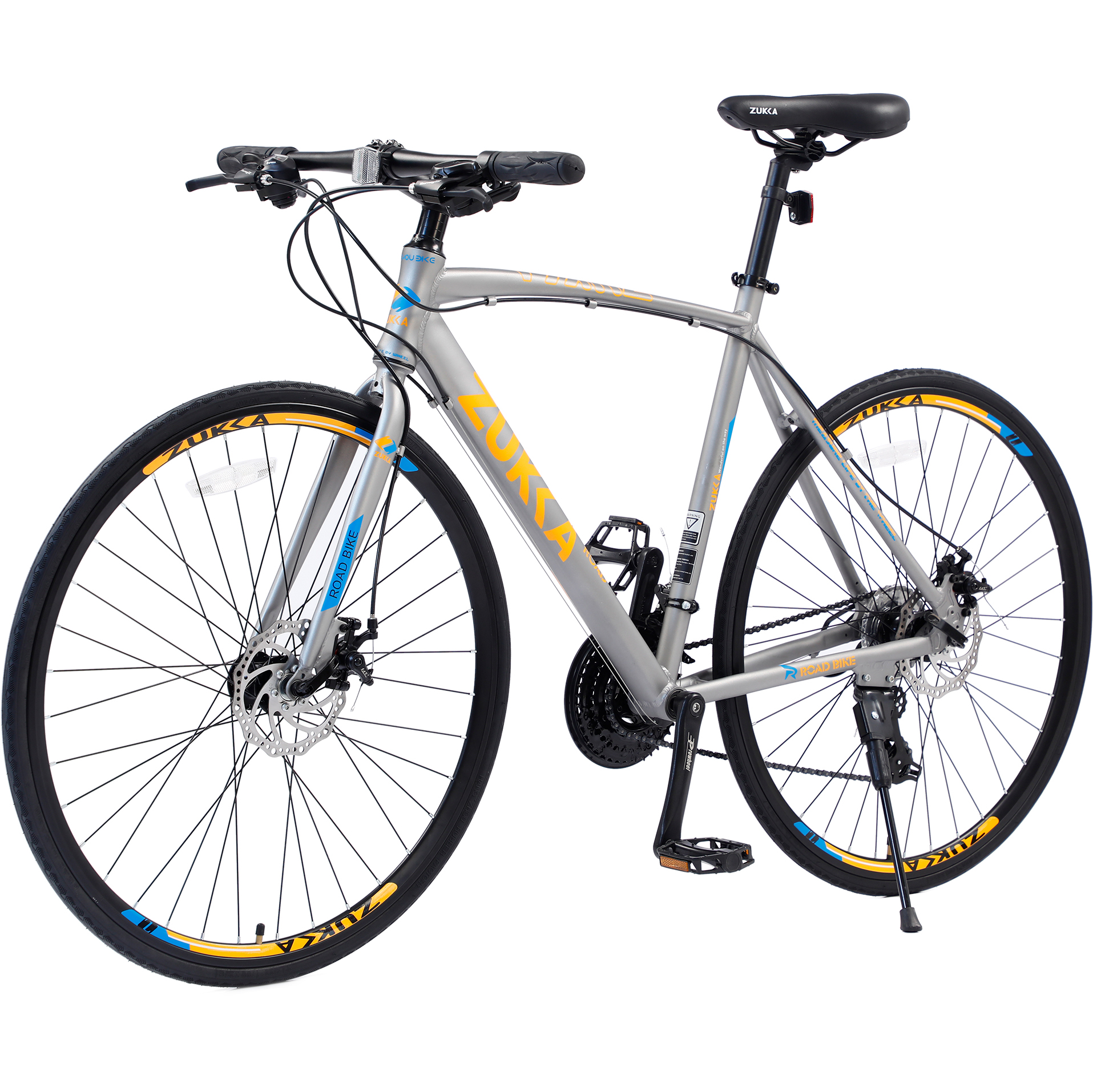 24 Speed Road Bike for Men Women, 700C Aluminum Flat Bar Road Bike with Disc Brakes, Gray - image 1 of 6