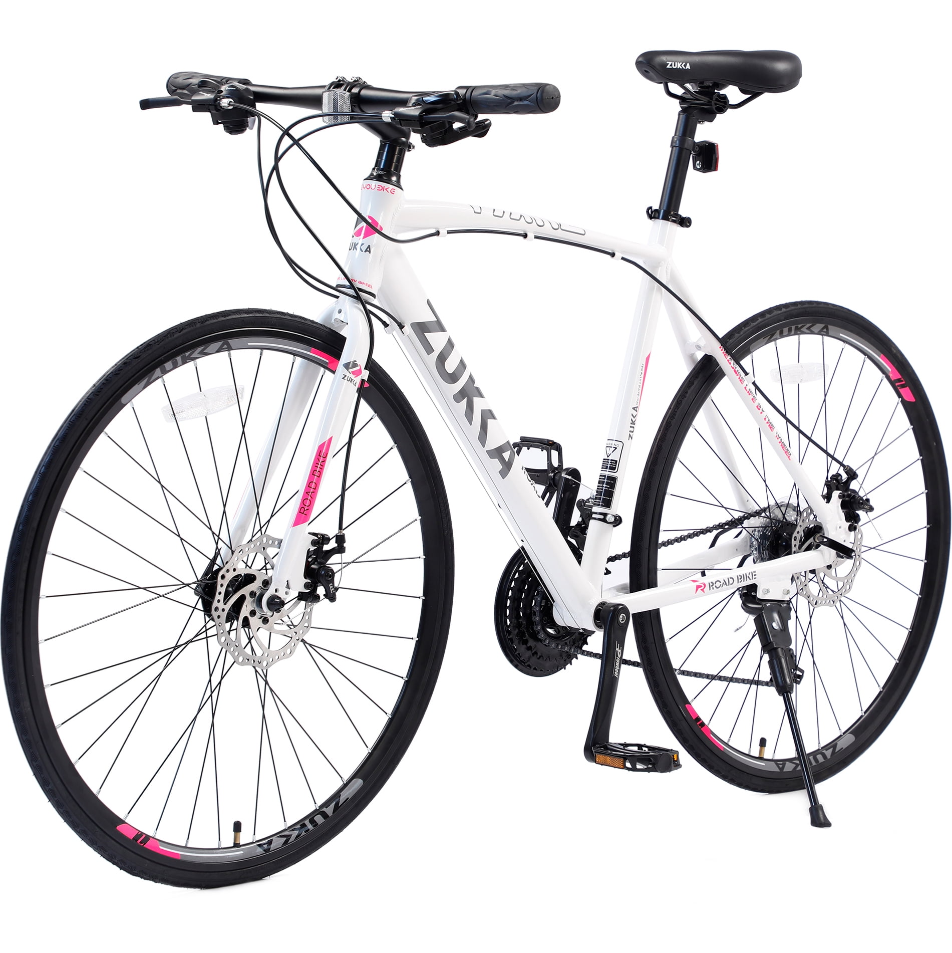 24 Speed Road Bike for Men Women, 700C Aluminum Flat Bar Road Bike with Disc Brakes, White - image 1 of 6