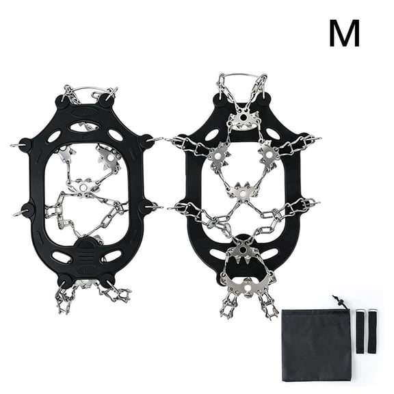 24-Spike Ice Cleats for Shoes and Boots, Stainless Steel Chain Traction Grips with Straps and Carry Bag for Winter Walking and Hiking