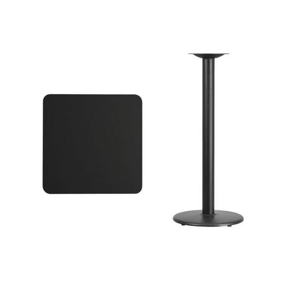 24" Square Black Laminate Table Top With Bar Height Round Base - Bar Height Restaurant Table