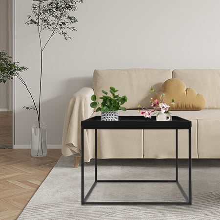 24" Square Table Metal Frame Table Portable Office Side End Table Camping Table Load-Bearing Capacity 44lbs for Any Living Room, Bedroom, Study Room