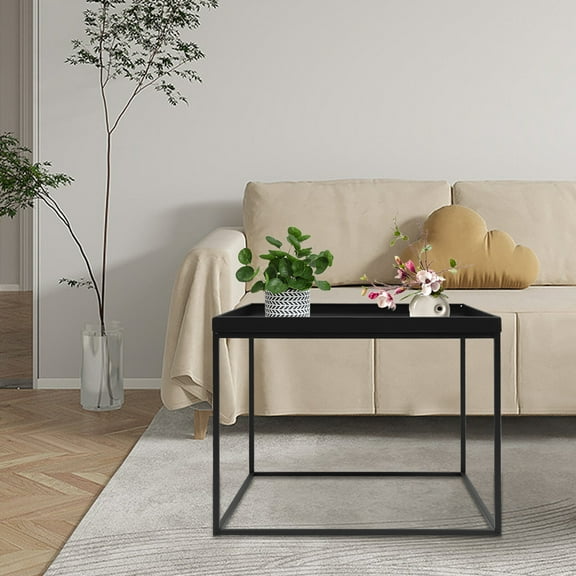 24" Square Table Metal Frame Table Portable Office Side End Table Camping Table Load-Bearing Capacity 44lbs for Any Living Room, Bedroom, Study Room