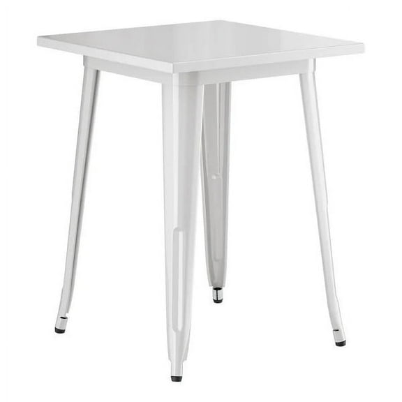 24'' Square White Metal Restaurant Patio Dining Table For Indoor or Outdoor Use