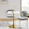 thumbnail image 1 of 24" Square Wood Top Dining Table with Aluminum Metal Base, Gold White, 1 of 7