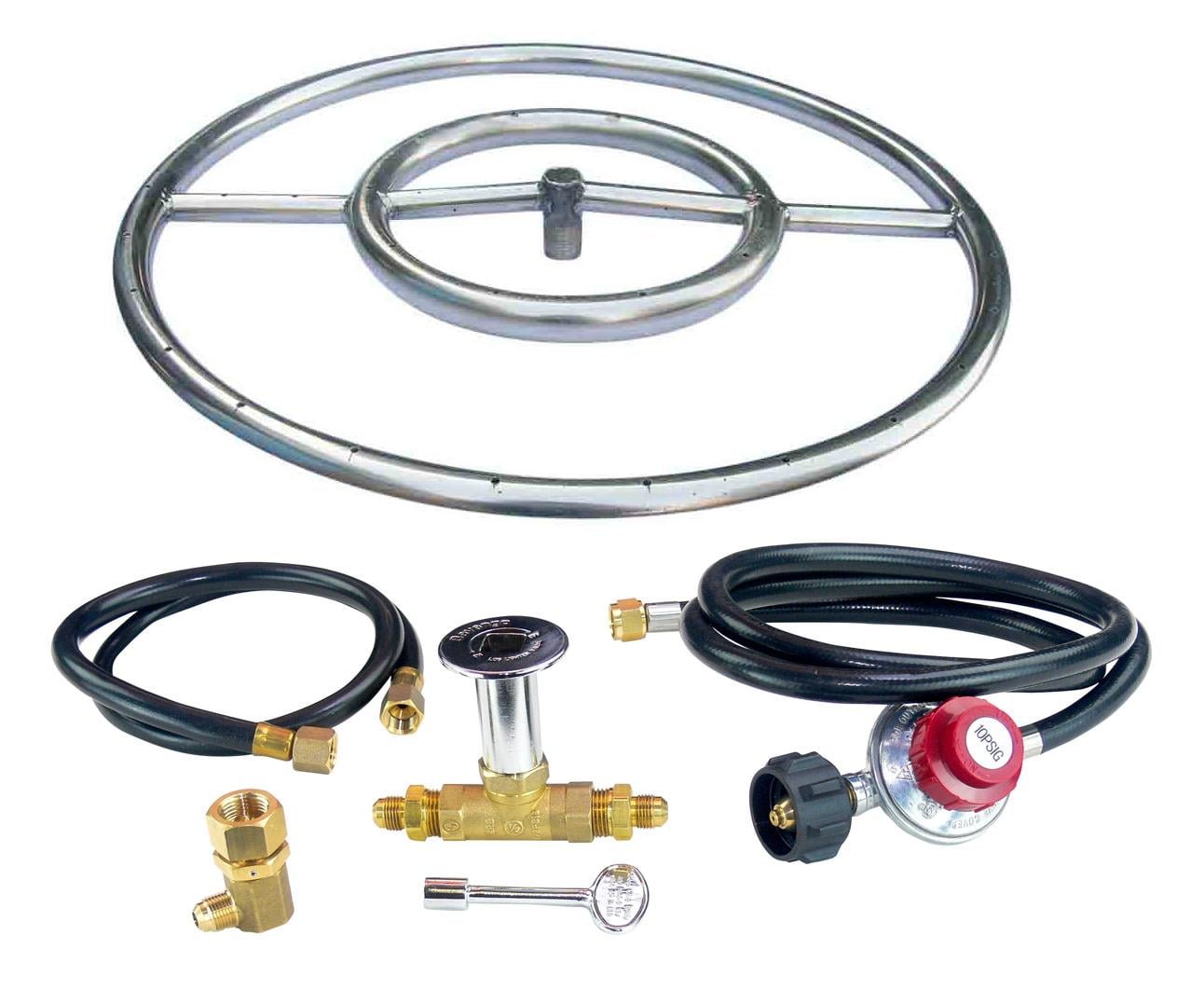 24" Stainless Steel Fire Pit Burner Ring with Connection Kit Portable Propane Tanks