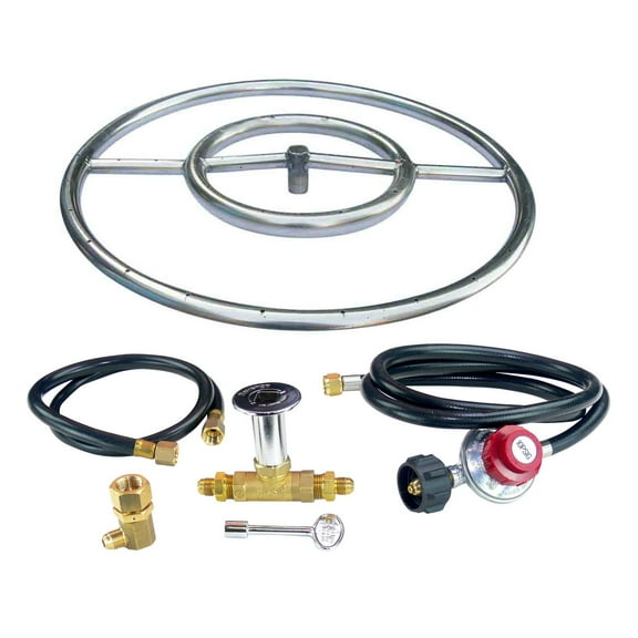24" Stainless Steel Fire Pit Burner Ring with Connection Kit Portable Propane Tanks