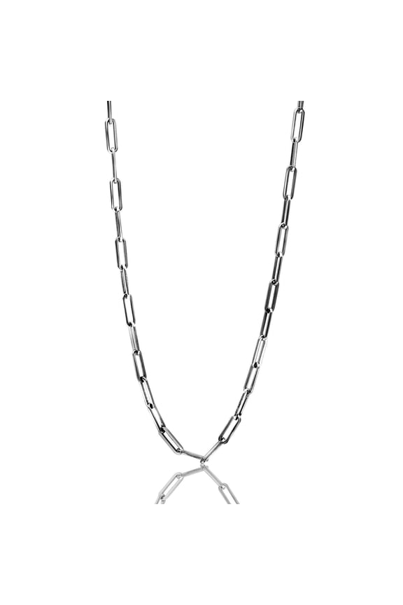 24" Stainless Steel Paper Clip Chain Link Necklace - Versatile Layering Necklace