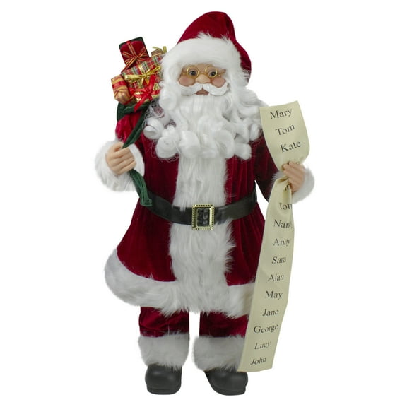 Northlight 24" Santa Claus with Bag of Gifts and Naughty or Nice List Christmas Figure