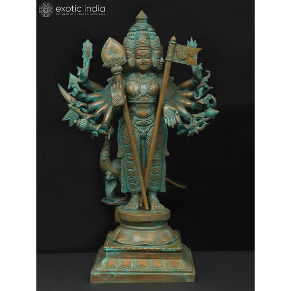 24" Standing Shanmukha Murugan with Multiple Hands | Bronze Statue