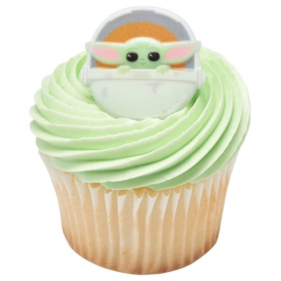 24 Star Wars The Mandalorian - The Child Baby Yoda Cupcake Rings Toppers Decorations, by DecoPac