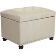 thumbnail image 1 of 24" Storage Ottoman, Fabric Ottoman Foot Rest Stool with Hinged Lid, Tufted Rectangle Upholstered Footstool, Load Up to 350 lb, for Living Room, Bedroom, Dorm, Tan, 1 of 16