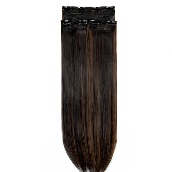 24" Straight Curly Wavy 3 Pieces Hair Extensions Natural Straight Clip In Synthetic Hair Extentions Soft Reusable Hairpieces for Women Girls Beauty -200g