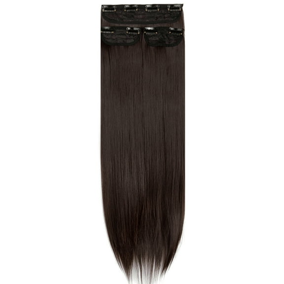 24" Straight Curly Wavy 3 Pieces Hair Extensions Natural Straight Clip In Synthetic Hair Extentions Soft Reusable Hairpieces for Women Girls Beauty -200g