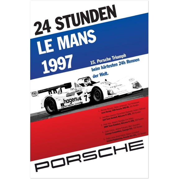 24 Stunden Le Mans - 1997 - Vintage Auto Racing Poster (12x18Inches)
