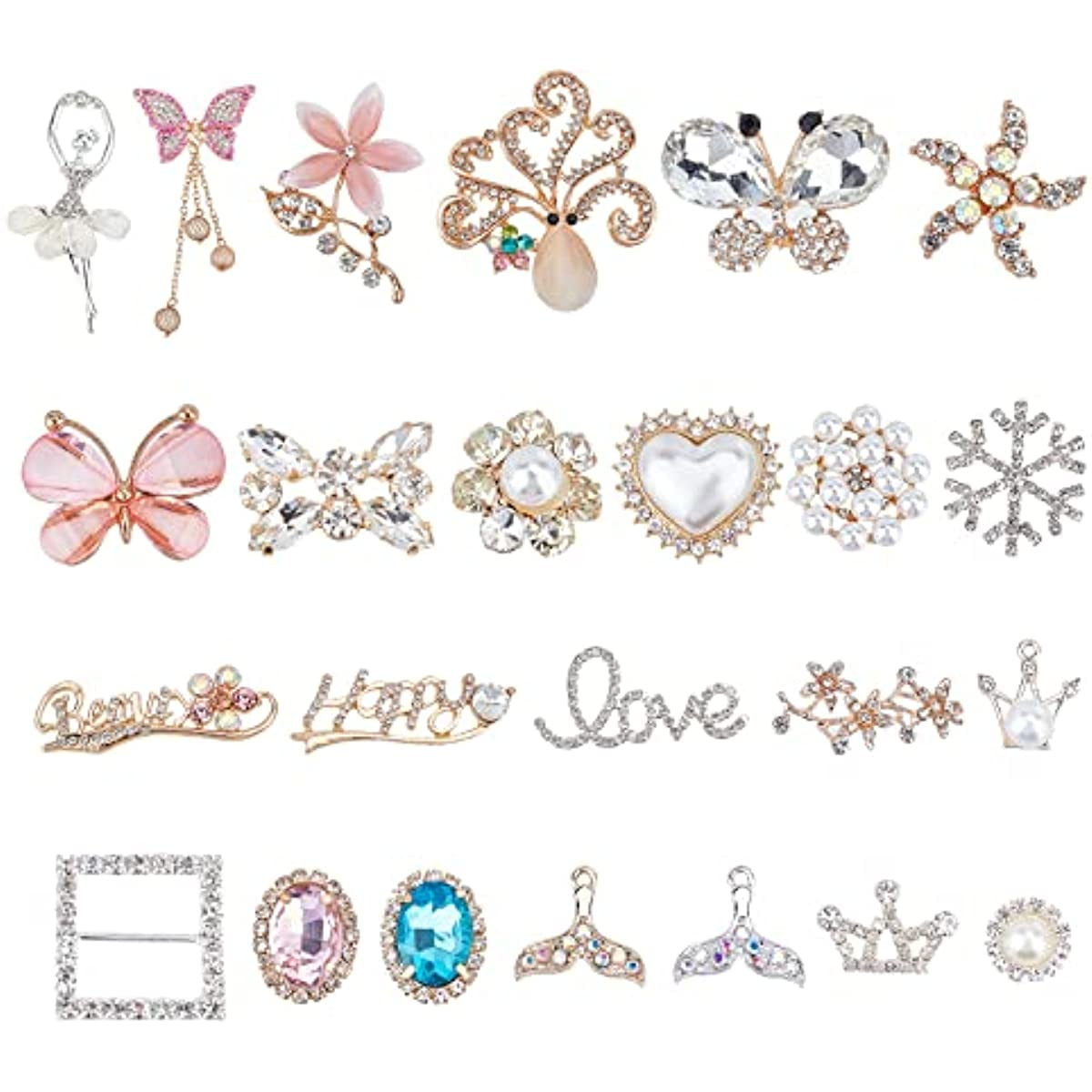 24 Styles Bling Clog Shoe Charms Alloy Rhinestones Shoe Decoration Enamel Shoe  Charms Fashion Crystal Clog Charms Accessories for Women Clog Sandals DIY  Craft Jewelry Making 