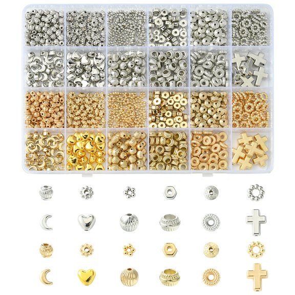 24 Styles CCB Plastic Spacer Beads Set Mixed Shapes Mixed Color 6~16x6~12.5x2.5~5mm Hole: 1.5~3mm DIY