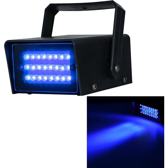 24 Super Bright LED Mini Strobe Light Variable Speed Control for Christmas Clubs Stage Light Effect DJ Disco Bars Parties Halloween (Blue)