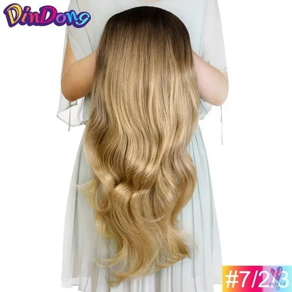 24" Synthetic Half Wigs With Clip in Hair Extensions, Long Wavy Hair, 3/4 Wigs, Heat Resistant
