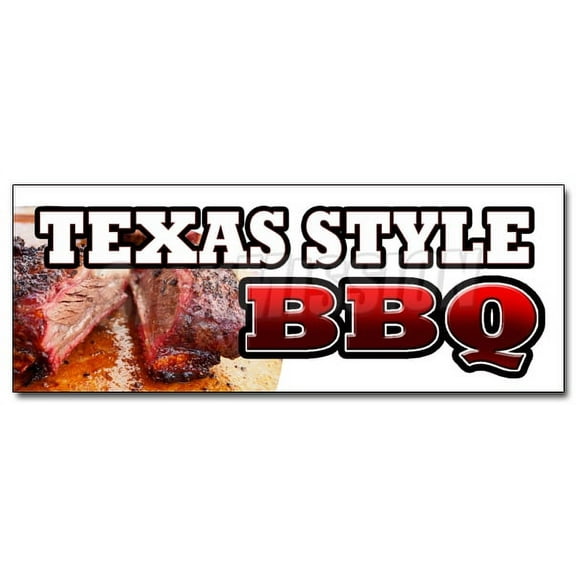 24" TEXAS STYLE BBQ DECAL sticker beef brisket ribs pork bar b que open