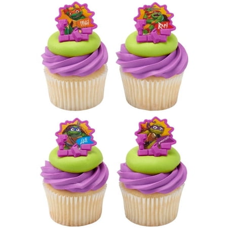 24 TMNT Teenage Mutant Ninja Turtle Power Cupcake Rings Toppers and Party Favors