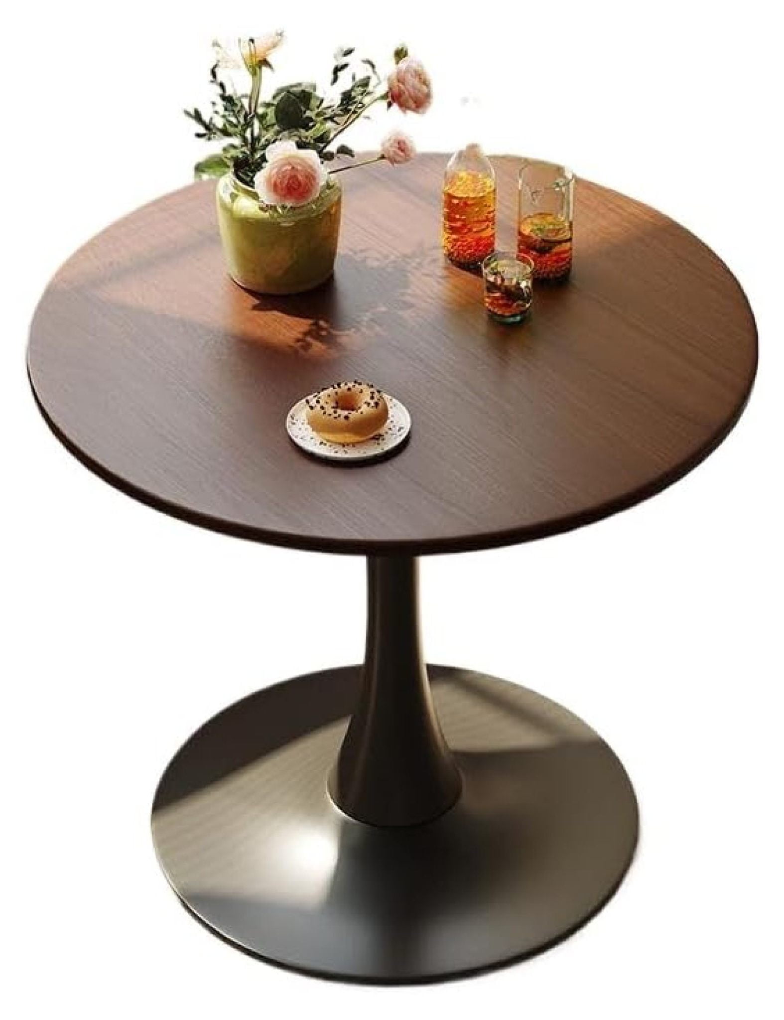 24" Table for 2-3 Persons Walnut Modern Round Dining Tables -Century ...