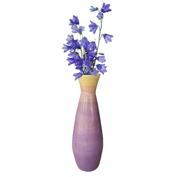 24" Tall Bamboo Floor Vase, Glossy Purple