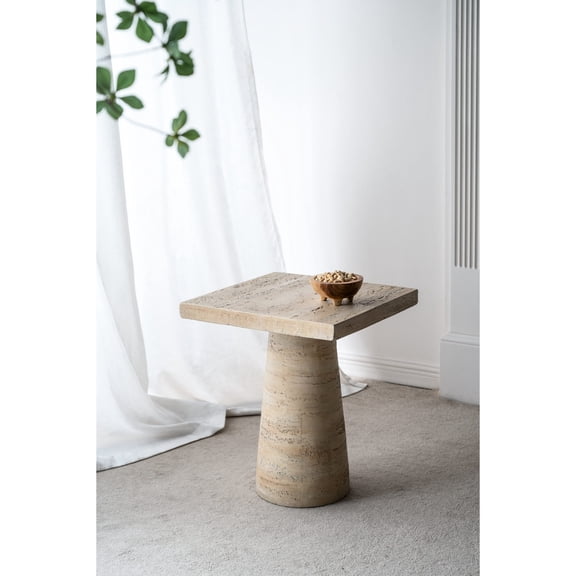 24" Tall Cream Side Table | Can Be Chairside or Plant Stand | 100% Magnesium Material | Fits Minimalist Style