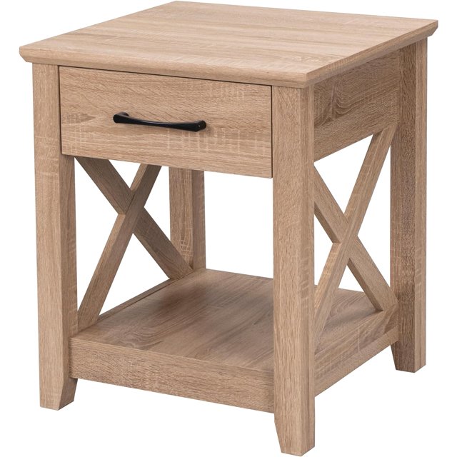 24" Tall Nightstand with Drawer & Shelf X Design Farmhouse Wood
