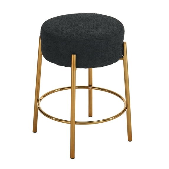 24" Tall, Round Bar Stools, Set of 2 - Contemporary upholstered dining stools for kitchens, coffee shops and bar stores - Includes sturdy hardware support legs Black