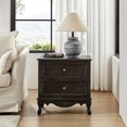 thumbnail image 1 of Wooden Black End Table with Charging Station Space 2 Drawers Table Living Room, 1 of 8