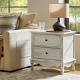 thumbnail image 1 of Wooden White End Table with Charging Station Space 2 Drawers Table Living Room, 1 of 7