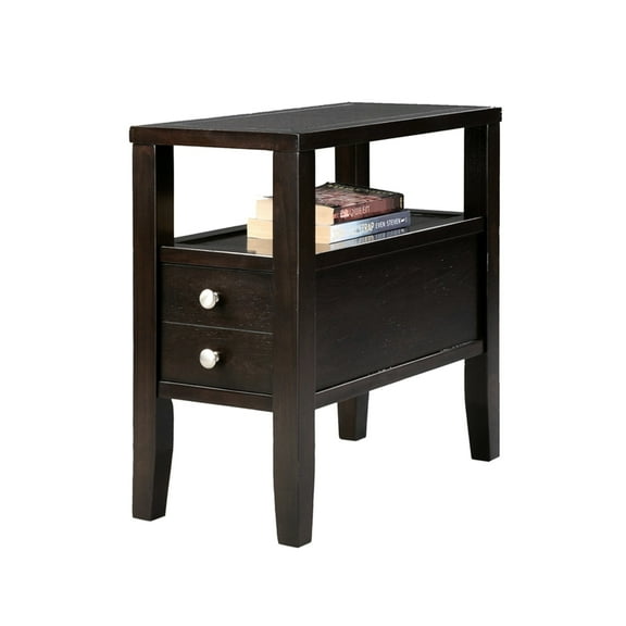 24" Tall Wooden Side Table, -colored, 2 Drawers, 250 Lbs Weight Bearing Capacity Wood End 2, Traditional Allure, Load