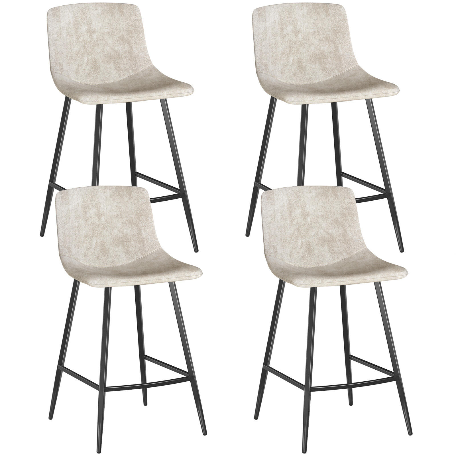24" Tech Cloth Counter Height Bar Stools with Backs, Beige, Set of 4