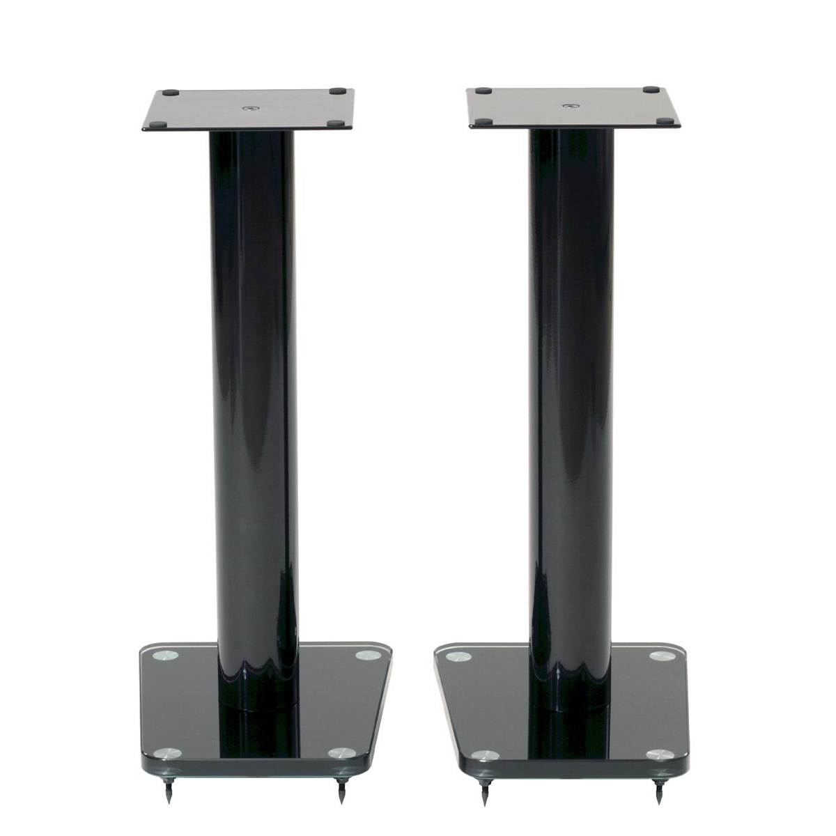 24" Tempered glass & metal speaker stand in gloss black finish. Sold as pair - image 1 of 3