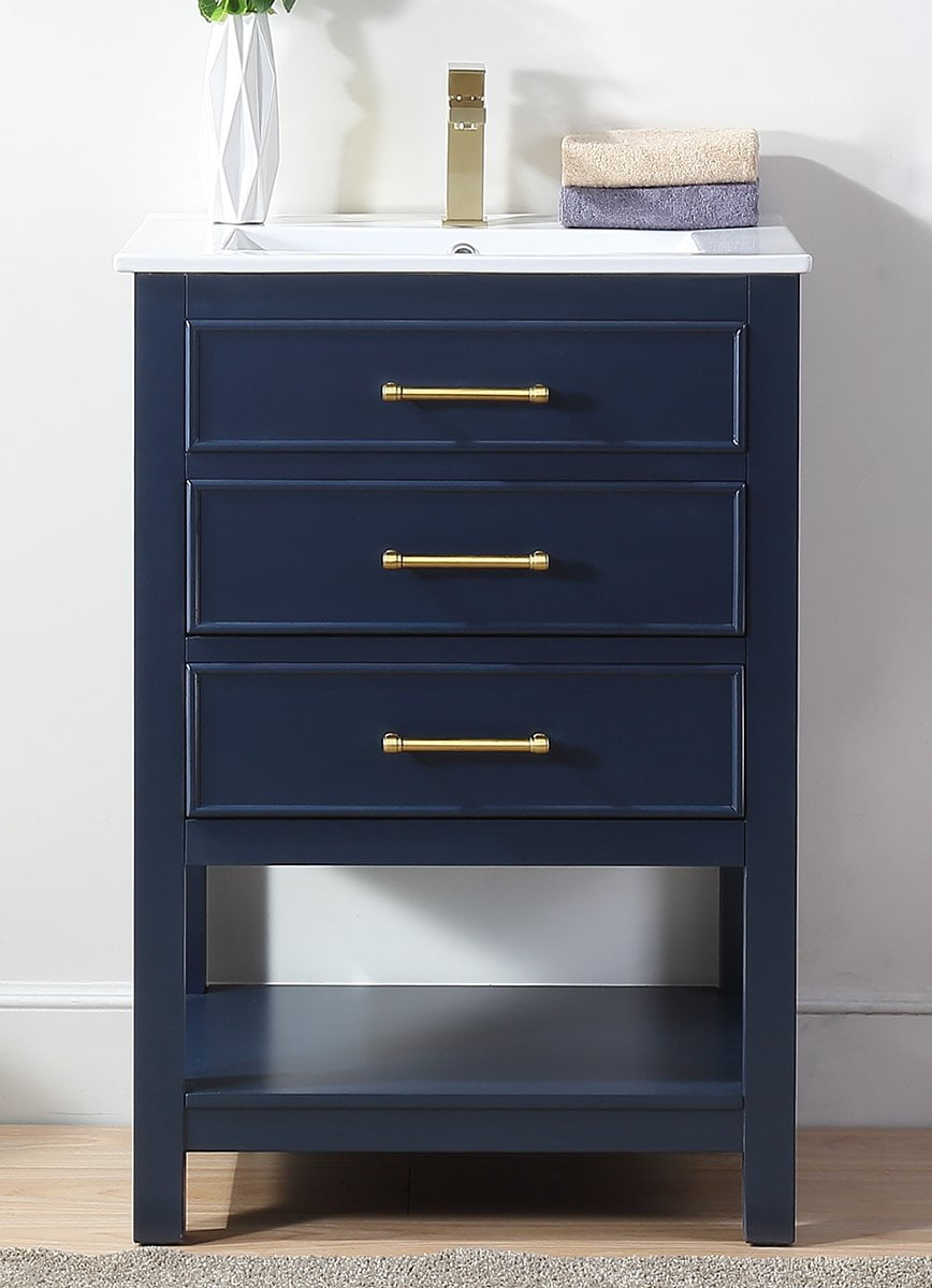 24" Tennant Brand Aruzza Navy Blue Small Narrow Navy Blue Bathroom Vanity 2822-V24NB