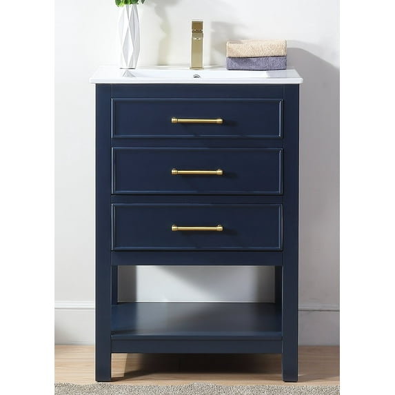 24" Tennant Brand Aruzza Navy Blue Small Narrow Navy Blue Bathroom Vanity 2822-V24NB