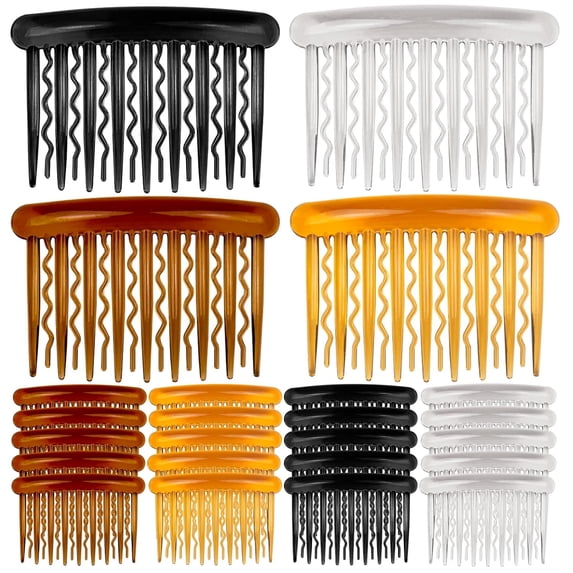 24 Tortoise Side Combs Plastic Teeth Hair Comb for Fine Hair Thin Hair Accessories