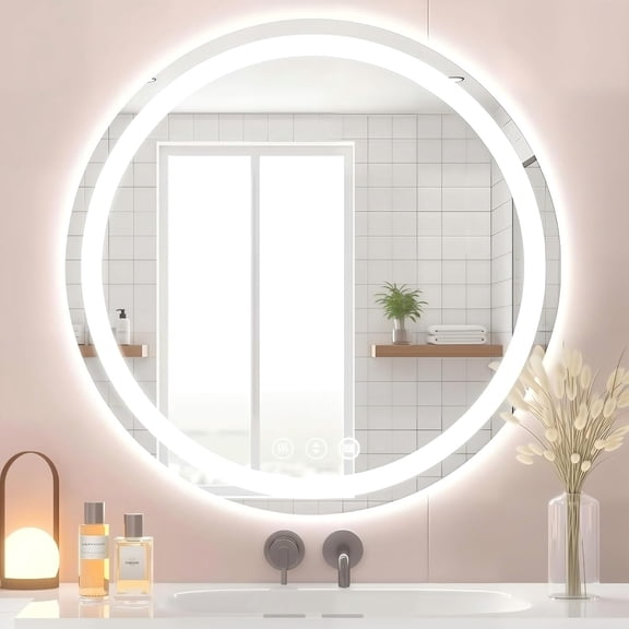 24" Touch-Controlled LED Vanity Mirror with 3 Color Modes & Dimming