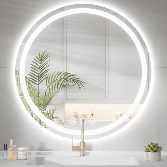24" Touch-Controlled LED Vanity Mirror with 3 Color Modes & Dimming