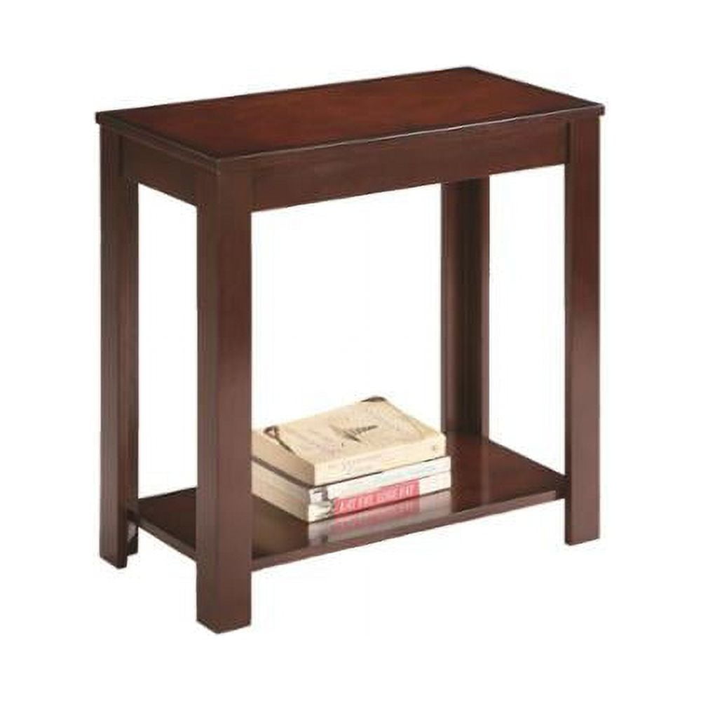 Espresso Composite Wood Rectangular Side Table with Shelf