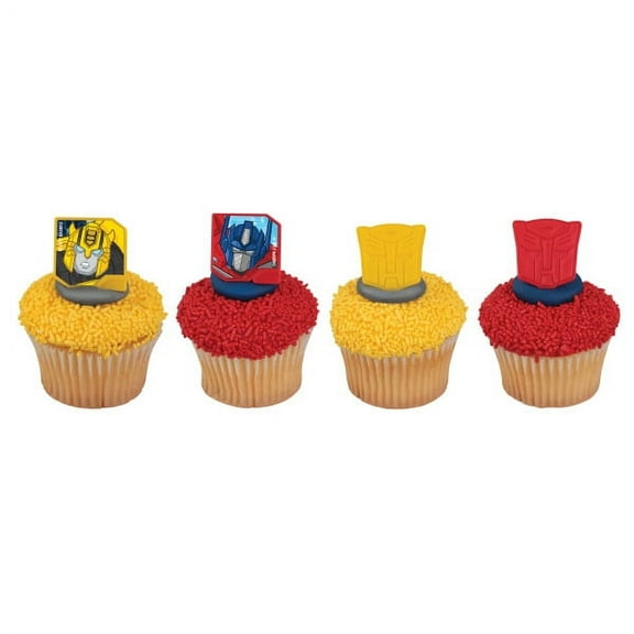 24 Transformers Autobot Protectors Cupcake Cake Ring Birthday Party Favor Toppers