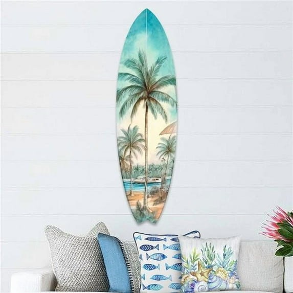 24' Tropical Surfboard Coastal Wall Art by G. DeBrekht - Coastal Holiday Decor