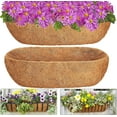 thumbnail image 1 of 24'' Trough Coco Liner for Hanging Basket - Natural Coconut Fiber Planter Replacement Liner - Coco Coir Fiber Basket Liners Mat for Planters Window Box Garden Flower Vegetables Planting Pot 1 Pack, 1 of 7